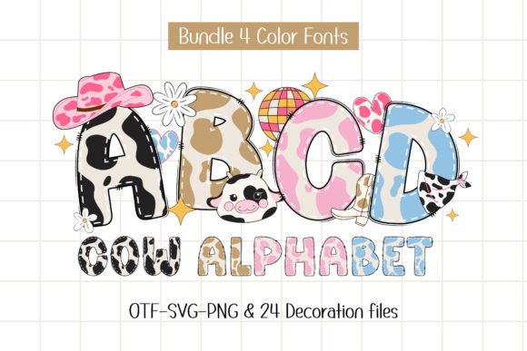 Cow Alphabet for Web Design and Digital Branding