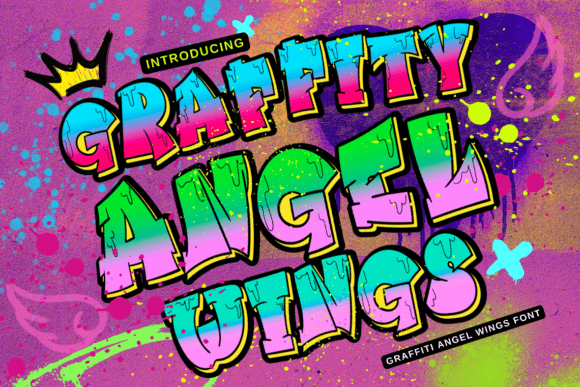 Graffiti Angel Wings Font for Handmade Products and Craft Designs