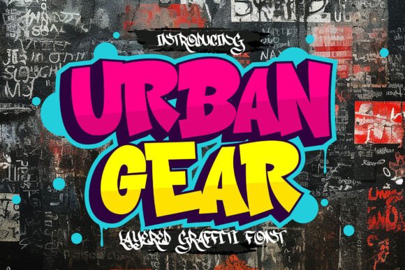 Urban Gear: A Layered Graffiti Font for Street-Style Branding